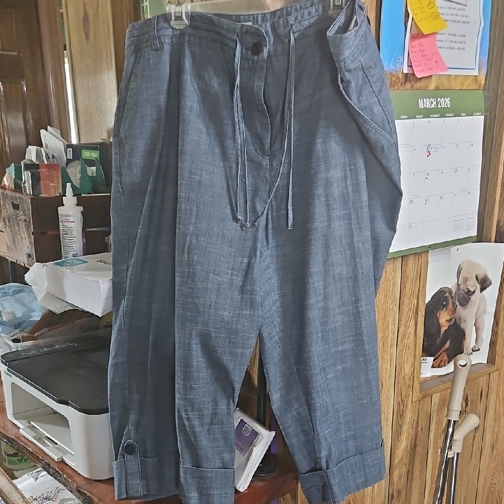 Avenue Chambray Drawstring Pants — Blue
